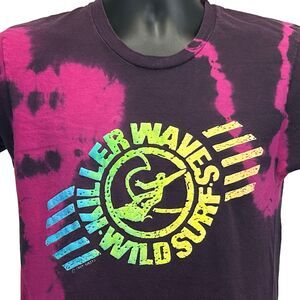 Vintage 80s Killer Waves Wild Surf T Shirt Surfer Surfing USA Purple S Small